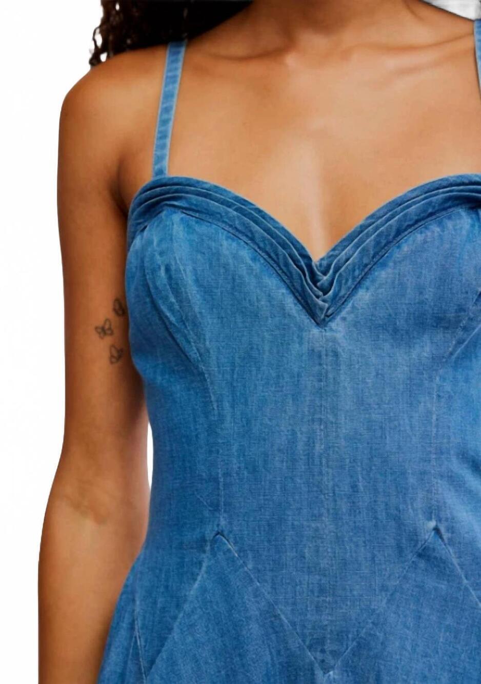 NEW FREE PEOPLE another season midi dress in boardwalk blue - Picture 5 of 5